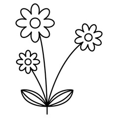 Decorative flower doodle line art, botanical design element