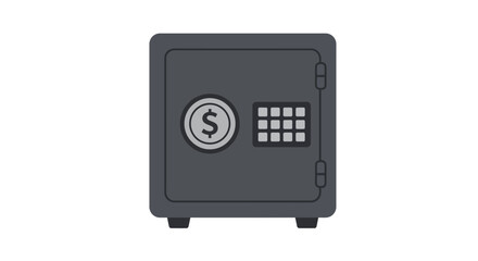 Fototapeta premium Illustration of a gray safe with a dollar sign and a keypad lock.