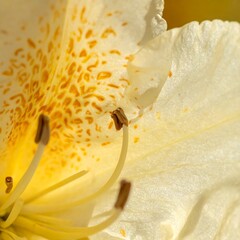 Close Up of a White Flower with Yellow Details.
