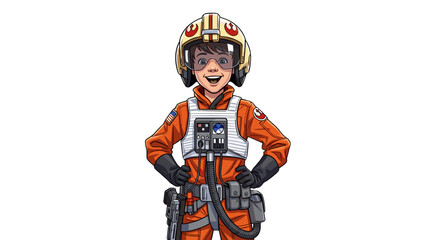 Joyful Young Pilot Character with Helmet and Flight Suit Smiling Isolated on Transparent Background