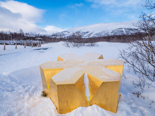 Abisko, Sweden - Mar 6, 2023: The  in Abisko National Park in winter. Trademark of Sweden's national parks that mark out Sweden's most  unique mountain environment. Northern Europe
