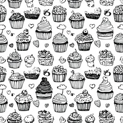 Monochrome Bakery Treats Pattern Design