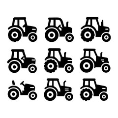 Naklejka premium set of outline icons tractors vector on a white background set of 9 line icons, vector, on a white background