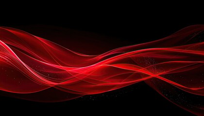 Abstract image with flowing red ribbons against a stark black backdrop