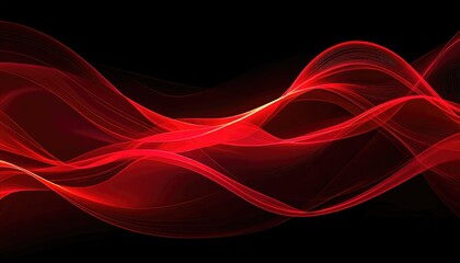Vivid red wavy lines against a black background, creating an abstract design