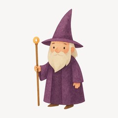 Naklejka na ściany i meble Whimsical wizard with purple robe. Naklejka na ściany i meble Whimsical wizard with purple robe.