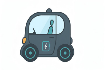 Cute compact electric self driving car icon illustration