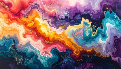 Fototapeta premium Abstract Colorful Flowing Paint.