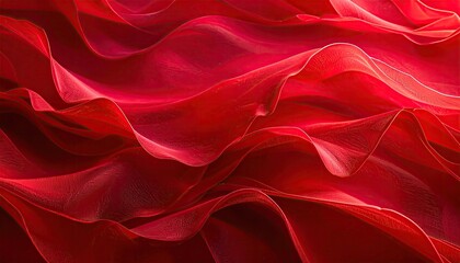 Abstract image of flowing, translucent red fabric with soft, billowing folds