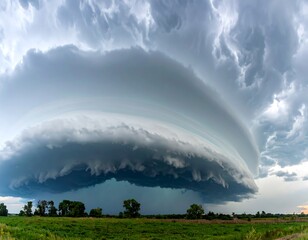 Massive Storm Clouds Over Plains Landscape.
