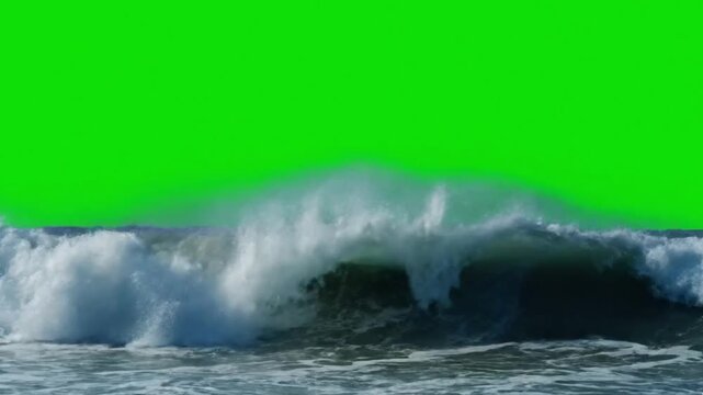 Ocean waves with water splash and wind motion