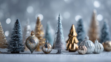 christmas composition of christmas tree toys on a blurred silver background no logos no brands ar 169
