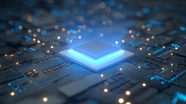 Futuristic Minimalist GPU Chip Technology Concept | High-Tech Computer Processing Visualization