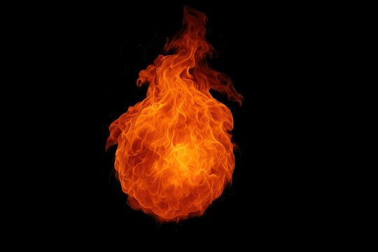 Vibrant fiery sphere on black.