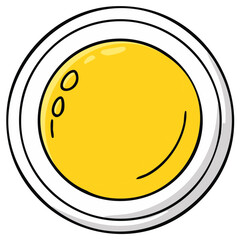 Cartoonish Fried Egg on a White Plate Breakfast Icon Sunny Side Up Cooking Illustration Healthy Eating and Simple Meal