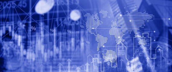 Business and Financial technology backgrounds. financial or business concept, analyzing sales data and financial growth graph chart report, Business planning