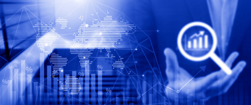 Business and Financial technology backgrounds. financial or business concept, analyzing sales data and financial growth graph chart report, Business planning - Powered by Adobe