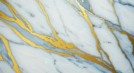White Marble Texture With Blue Gray And Gold Veins background abstract