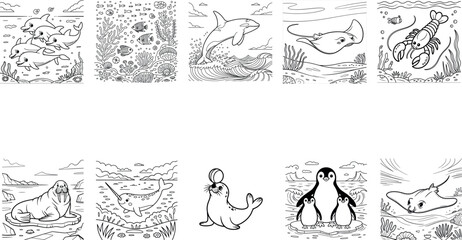 PrintOcean Animals Coloring Pages