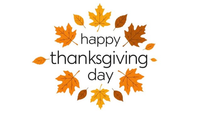 Happy Thanksgiving. Animated Card with falling autumn leaves.
