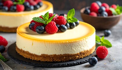 Delicious Fresh Fruit Cheesecake Dessert.