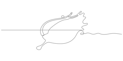 Red blood or paint splash with flying drops continuous one line drawing