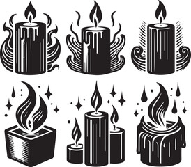 Candle Silhouette Isolated Vector Illustration on White Background, Minimal Design,