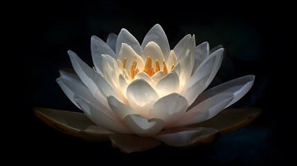 White Lotus Flower on Dark Background 