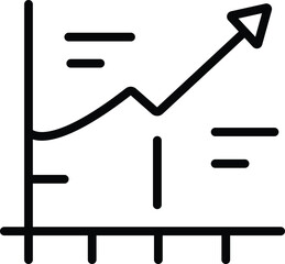 Outline Line Graph Icon Showing Growth, Financial Success, Positive Trend, and Business Performance