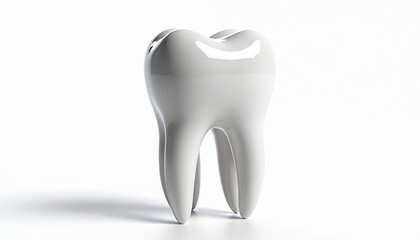 Realistic, isolated human molar tooth against clean white backdrop. Healthy enamel gleams, illustrating perfect oral hygiene, dental care concepts. Root structure visible, strong foundations.