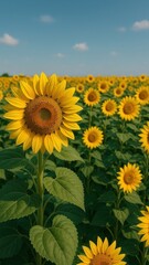 Obraz premium Vibrant sunflowers under blue sky mobile wallpaper