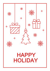 Line art holiday greetings card vector template.