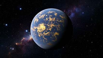 Fototapeta premium Cinematic View of Planet Kepler-174d in Deep Space