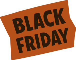 A bold “BLACK FRIDAY” text graphic on an irregular orange banner with dark brown letters, perfect for sale promotions, retail ads, and seasonal marketing designs