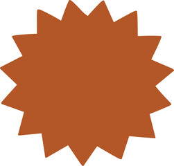 A flat brown starburst badge illustration with jagged edges, perfect for sale labels, discount stickers, or promotional graphics.