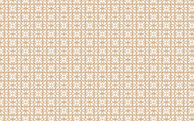 Abstract geometric seamless pattern in Arabesque style. Vector ornamental lines texture, elegant
 floral lattice, mesh. Traditional luxury background. Elegant gold and white ornament, repeat design