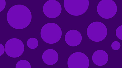 Abstract purple background with scattered, overlapping circles creates a playful visual.
