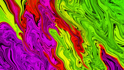 Bright purple pink red violet green neon background. Liquid backdrop. Pop art. Luxury digital cover design. Gradient textured pattern. Abstact tech wallpaper. VR. Glitch texture. chaos. metaverse.