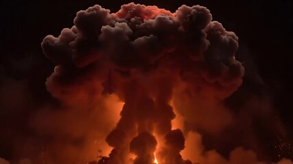 Stunning fireball explosion with fiery mushroom cloud, a powerful display of destruction and raw energy from a dynamic video, intense and dramatic - Powered by Adobe