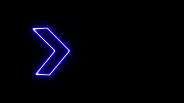 Glowing neon arrow left direction icon. Abstract neon flashing light back arrow loading animation. Seamless loop