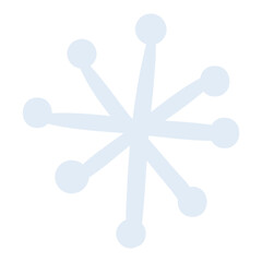 Single snowflake, falling snow isolated on transparent. Hand drawn flat vector illustration. Traditional Christmas, New Year, seasonal winter design element, holiday clip art. Winter weather, nature