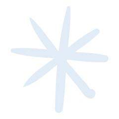 Single snowflake, falling snow isolated on transparent. Hand drawn flat vector illustration. Traditional Christmas, New Year, seasonal winter design element, holiday clip art. Winter weather, nature