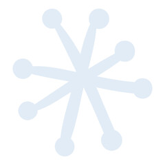 Single snowflake, falling snow isolated on transparent. Hand drawn flat vector illustration. Traditional Christmas, New Year, seasonal winter design element, holiday clip art. Winter weather, nature