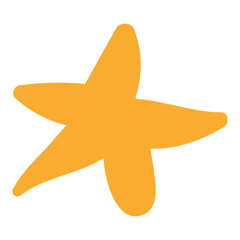 Five pointed yellow star isolated on transparent. Hand drawn flat vector illustration. Traditional Christmas, New Year, seasonal design element, holiday clip art. Starry sky, space, cosmos, galaxy