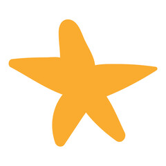 Five pointed yellow star isolated on transparent. Hand drawn flat vector illustration. Traditional Christmas, New Year, seasonal design element, holiday clip art. Starry sky, space, cosmos, galaxy