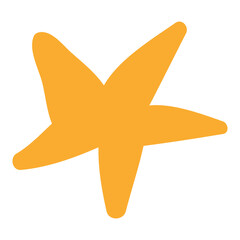 Five pointed yellow star isolated on transparent. Hand drawn flat vector illustration. Traditional Christmas, New Year, seasonal design element, holiday clip art. Starry sky, space, cosmos, galaxy