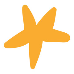 Obraz premium Five pointed yellow star isolated on transparent. Hand drawn flat vector illustration. Traditional Christmas, New Year, seasonal design element, holiday clip art. Starry sky, space, cosmos, galaxy