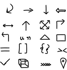 Hand Drawn Arrow and Symbol Vector Icon Set Isolated Sketch Design