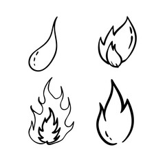 Fire symbol illustrations representing heat and energy