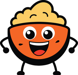 Funny Risotto Bowl Mascot Cheerful Food Character Vector illustration